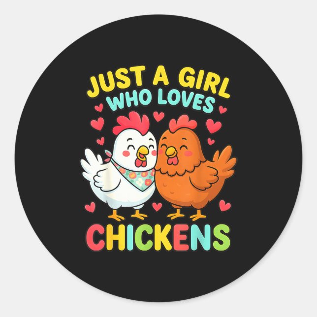 Just A Girl Who Loves Chickens Cute Chicken Lover  Runder Aufkleber (Vorderseite)