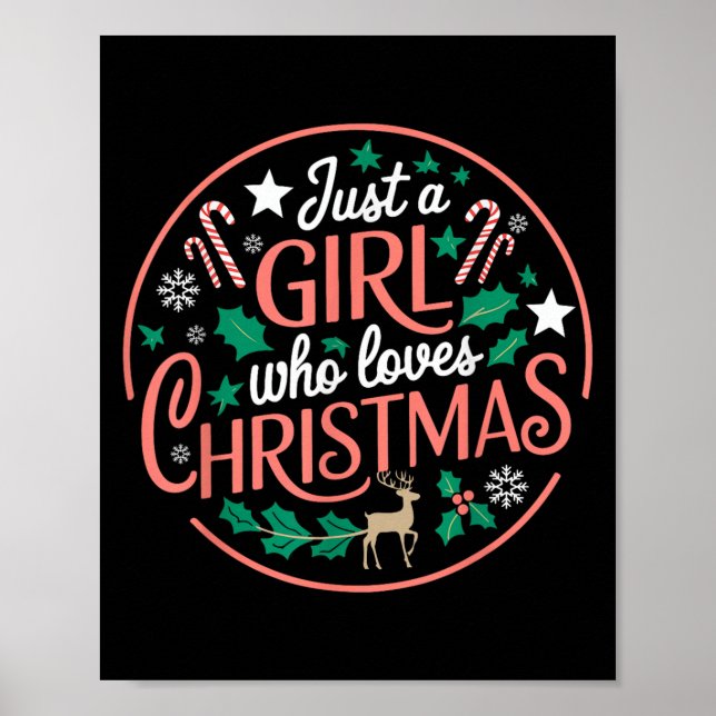 Just A Girl Who Loves Christmas Candy Cane Xmas Pa Poster (Vorne)