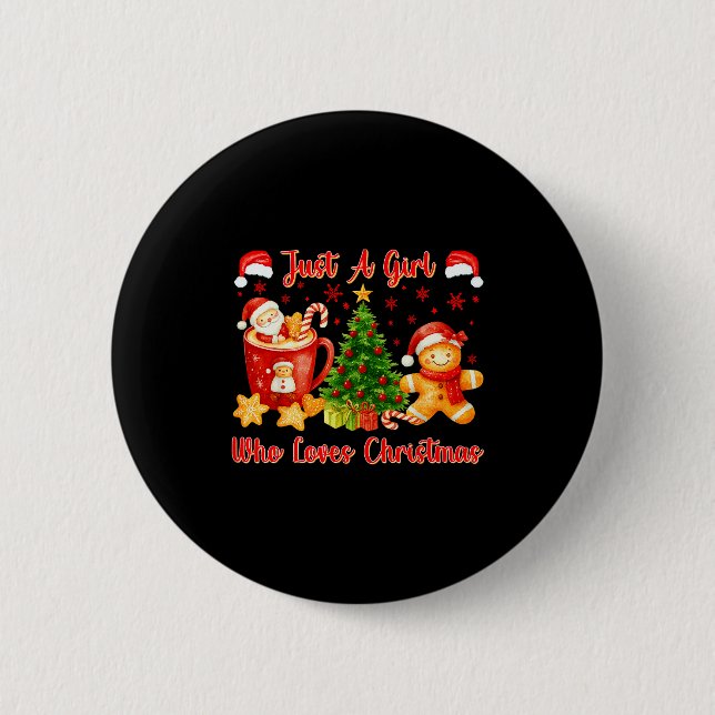 Just A Girl Who Loves Christmas Cute Gingerbread X Button (Vorderseite)
