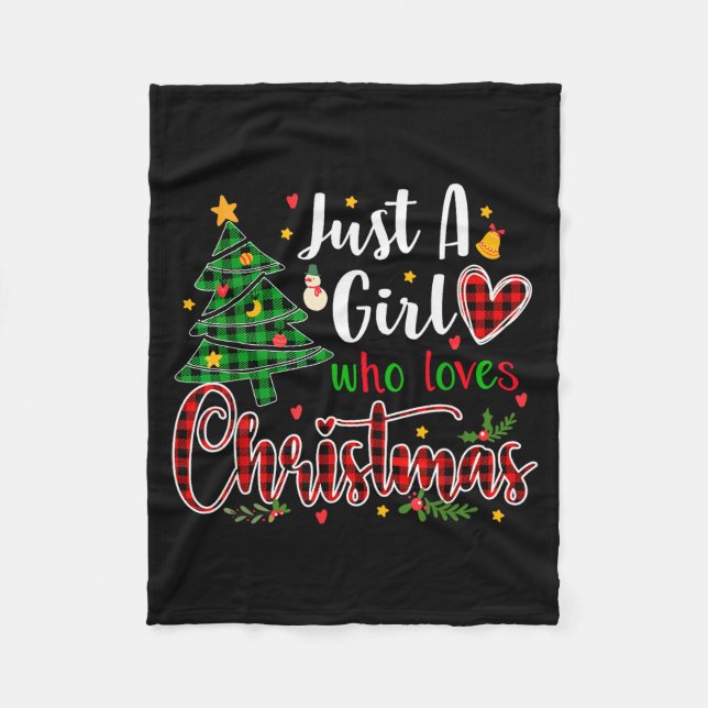 Just A Girl Who Loves Christmas Funny Xmas Pajama  Fleecedecke (Vorderseite)