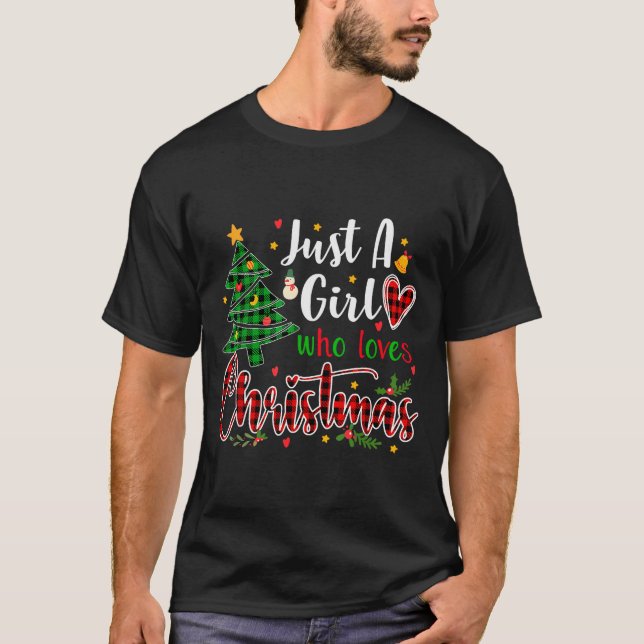 Just A Girl Who Loves Christmas Funny Xmas Pajama  T-Shirt (Vorderseite)