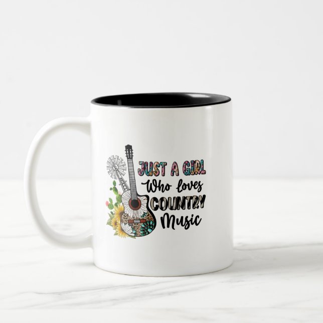 Just a Girl Who Loves Country Music Zweifarbige Tasse (Links)