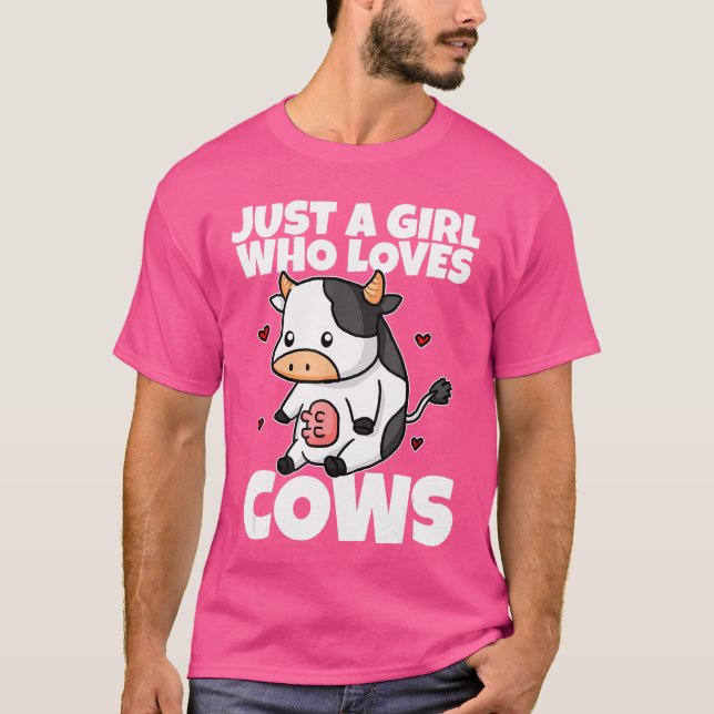 Just A Girl Who Loves Cows Funny Cow Costume Milk  T-Shirt (Vorderseite)