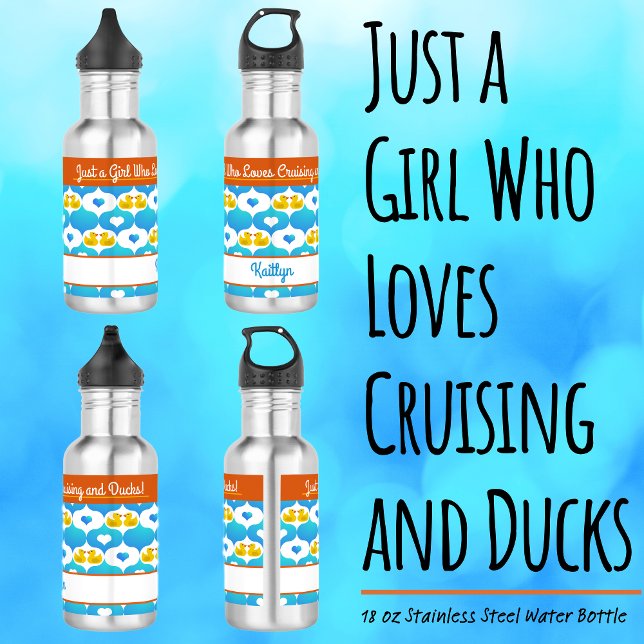 Just a Girl Who Loves Cruising and Ducks–Name  Edelstahlflasche (Just a Girl Who Loves Cruising and Ducks–Stainless Steel Water Bottle–Personalized with Your Name)