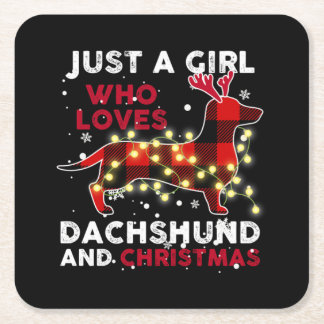 Just A Girl Who Loves Dachshund And Christmas Rechteckiger Pappuntersetzer