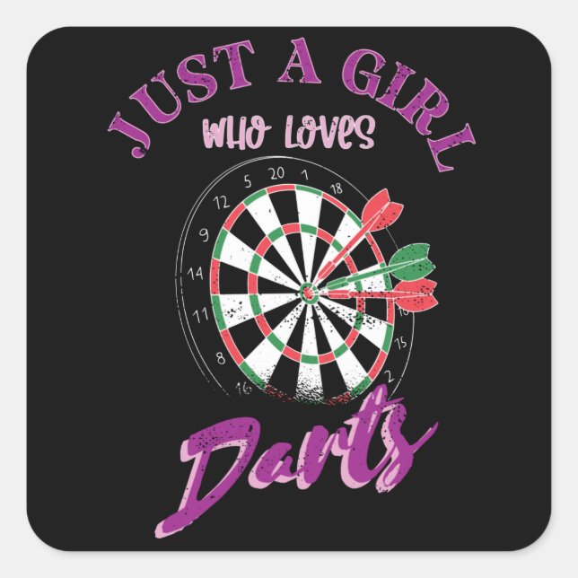 Just A Girl Who Loves Darts Quadratischer Aufkleber (Vorderseite)