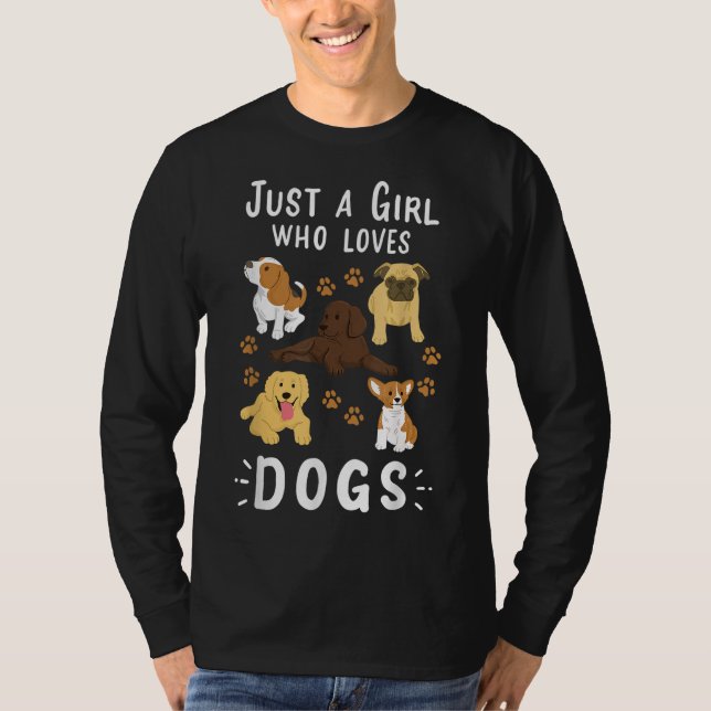 Just a Girl Who Loves Dog Lover Gift for Girl T-Shirt (Vorderseite)