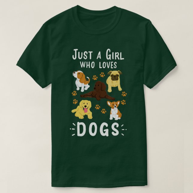 Just a Girl Who Loves Dog Lover Gift for Girl T-Shirt (Design vorne)