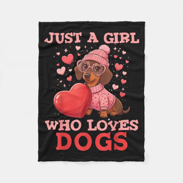 Just A Girl Who Loves Dogs Cute Dachshund Pet Anim Fleecedecke (Vorderseite)