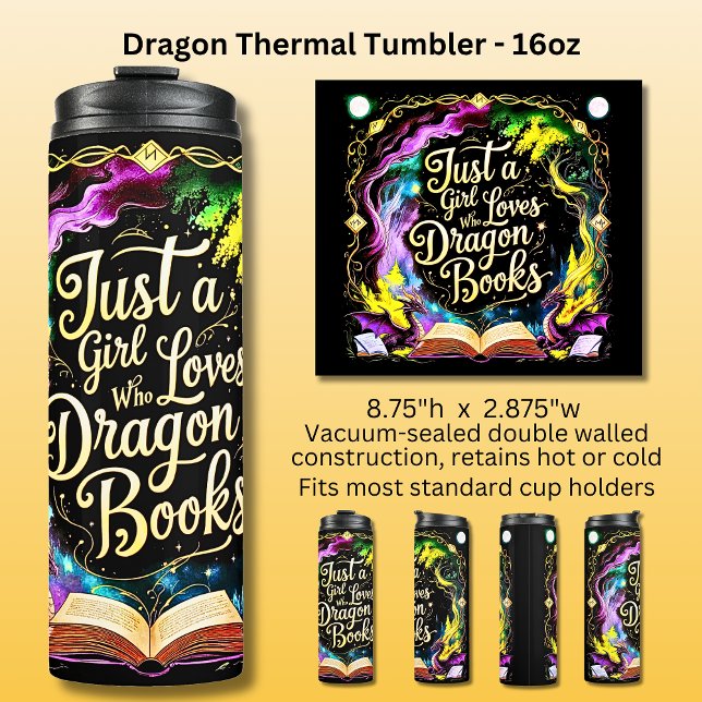 Just A Girl Who Loves Dragon Books  Thermosbecher (Von Creator hochgeladen)