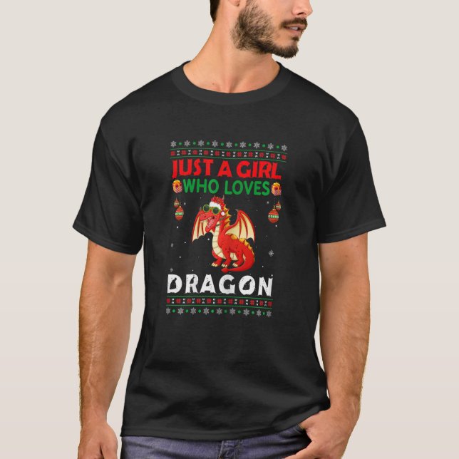 Just A Girl Who Loves Dragon Matching Christmas Pa T-Shirt (Vorderseite)