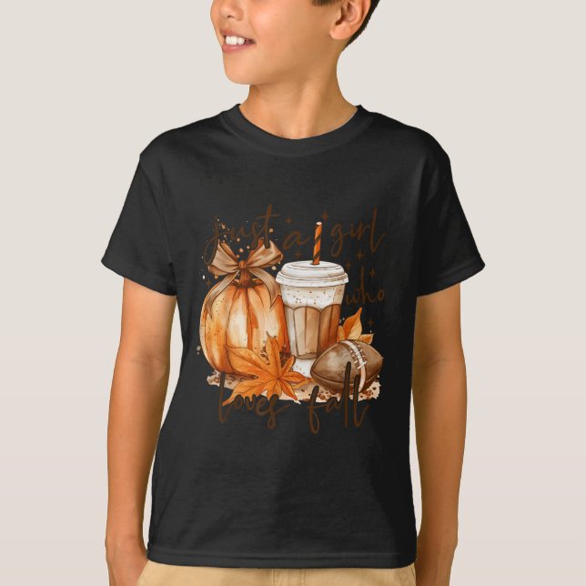 Just A Girl Who Loves Fall Pumpkin Cozy Autumn Fal T-Shirt (Vorderseite)
