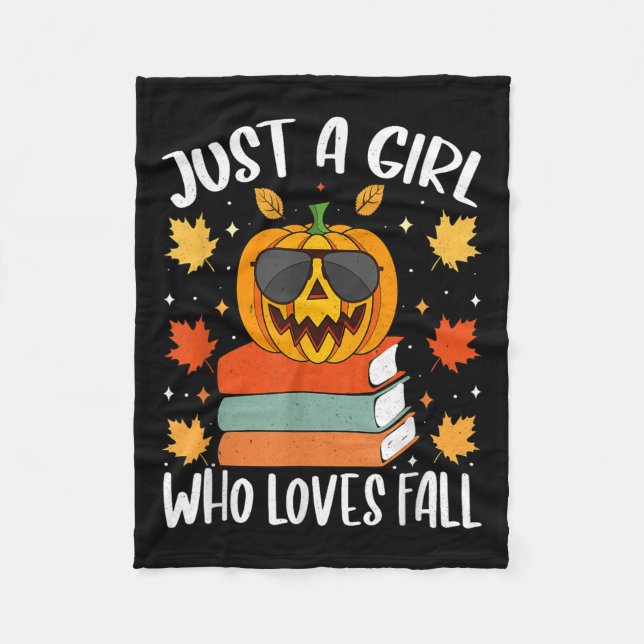 Just A Girl Who Loves Fall Pumpkin Cozy Autumn  Fleecedecke (Vorderseite)