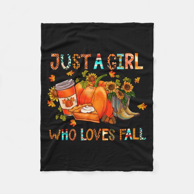 Just A Girl Who Loves Fall Pumpkin Cozy Thanksgivi Fleecedecke (Vorderseite)