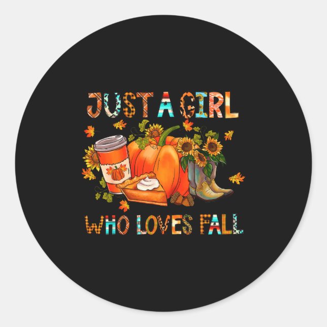 Just A Girl Who Loves Fall Pumpkin Cozy Thanksgivi Runder Aufkleber (Vorderseite)