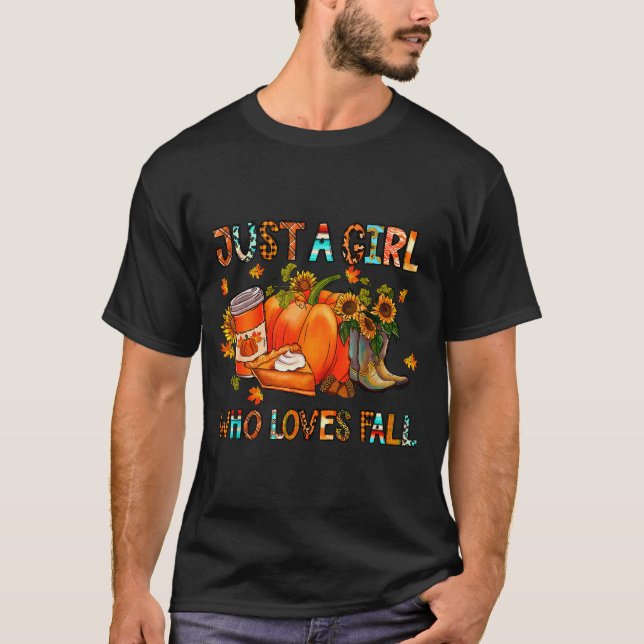 Just A Girl Who Loves Fall Pumpkin Cozy Thanksgivi T-Shirt (Vorderseite)