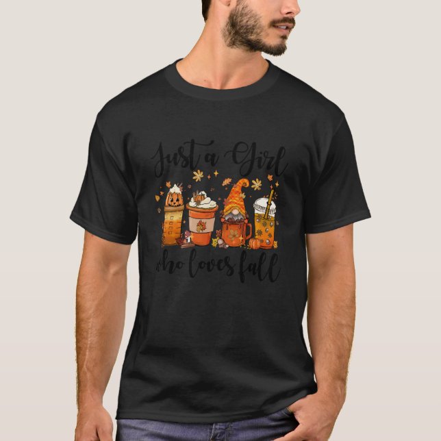 Just A Girl Who Loves Fall Pumpkin Gnome Cozy Autu T-Shirt (Vorderseite)