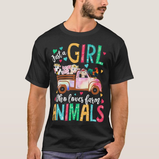 Just A Girl Who Loves Farm Animals Flower Floral G T-Shirt (Vorderseite)