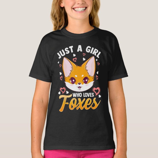 Just A Girl Who Loves Foxes Kids Girls Cute Fox T-Shirt (Vorderseite)