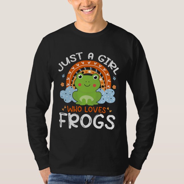 Just A Girl Who Loves Frogs Cute Frog Flowers Rain T-Shirt (Vorderseite)