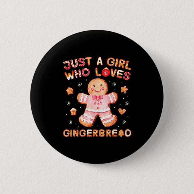 Just A Girl Who Loves Gingerbread Man Funny Christ Button (Vorderseite)