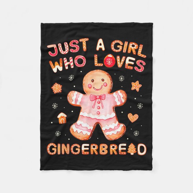 Just A Girl Who Loves Gingerbread Man Funny Christ Fleecedecke (Vorderseite)