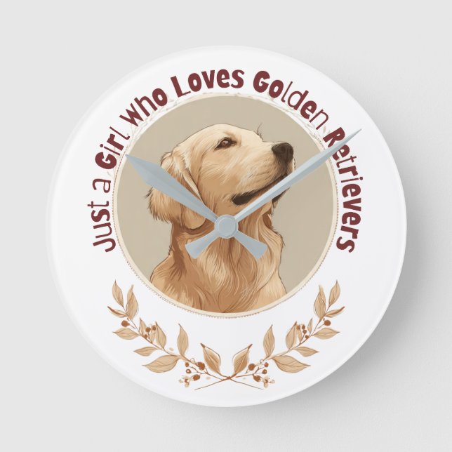 Just a Girl Who Loves Golden Retrievers  Runde Wanduhr (Vorderseite)