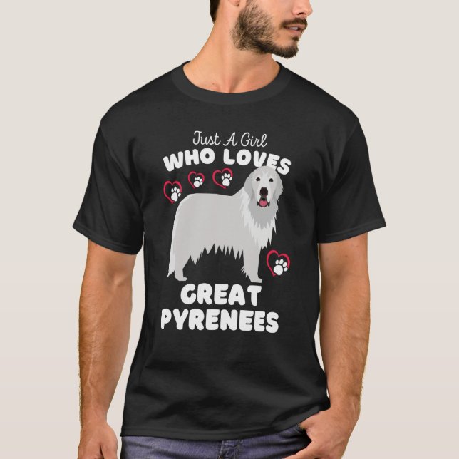 Just A Girl Who Loves Great Pyrenees Cute Dog Kids T-Shirt (Vorderseite)