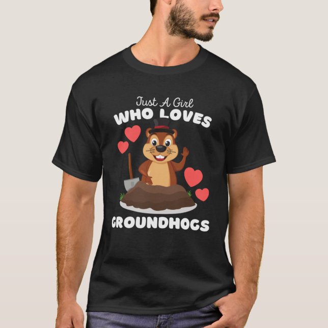 Just A Girl Who Loves Groundhogs  Cute Girls Groun T-Shirt (Vorderseite)