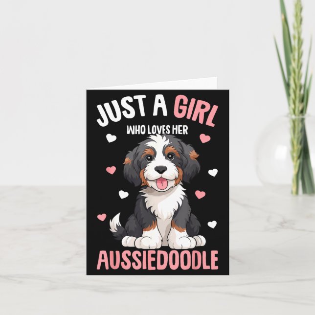Just A Girl Who Loves Her Aussiedoodle Aussie Dood Karte (Vorderseite)