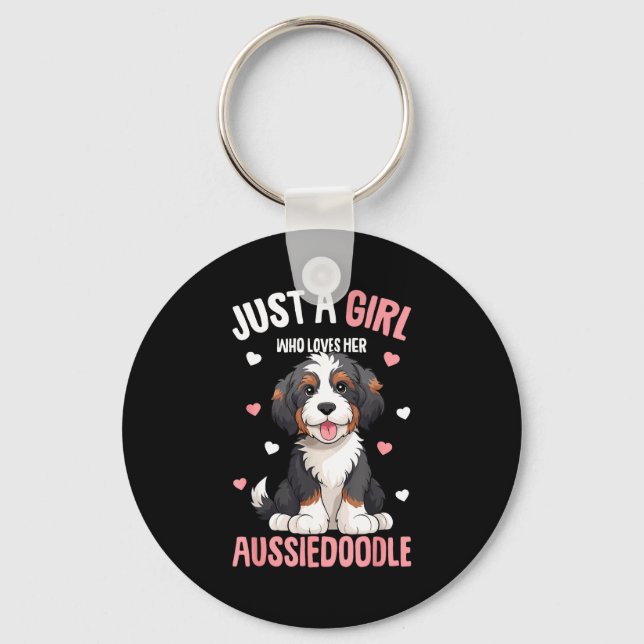 Just A Girl Who Loves Her Aussiedoodle Aussie Dood Schlüsselanhänger (Vorderseite)