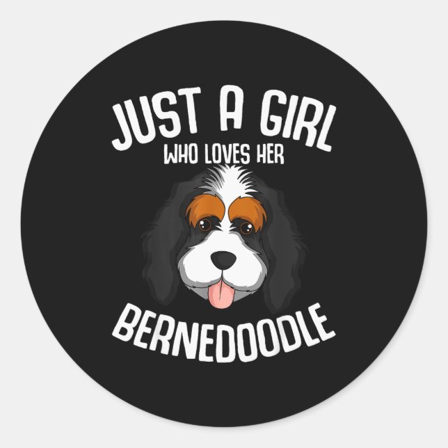 Just A Girl Who Loves Her Bernedoodle Dog Girls  Runder Aufkleber (Vorderseite)