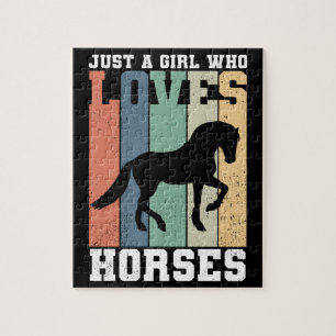 Just a girl who loves Horses   Retro Vintage Horse Puzzle