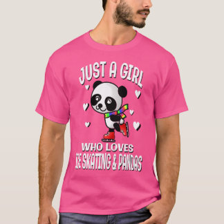 Just A Girl Who Loves Ice Skating Pandas Cute Bear T-Shirt