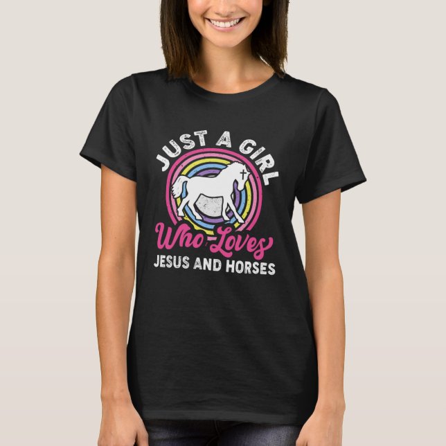 Just A Girl Who Loves Jesus And Horses  Girls Wome T-Shirt (Vorderseite)