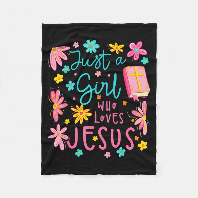 Just A Girl Who Loves Jesus Religious Christian Fl Fleecedecke (Vorderseite)