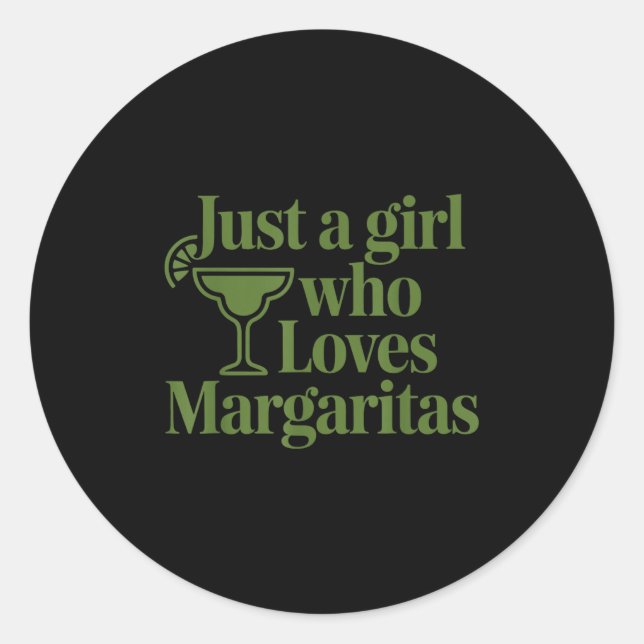 Just A Girl Who Loves Margaritas Funny Summer Vaca Runder Aufkleber (Vorderseite)