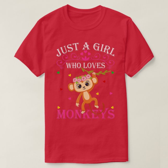 Just A Girl Who Loves Monkeys Cute Monkey Lover Ki T-Shirt (Design vorne)