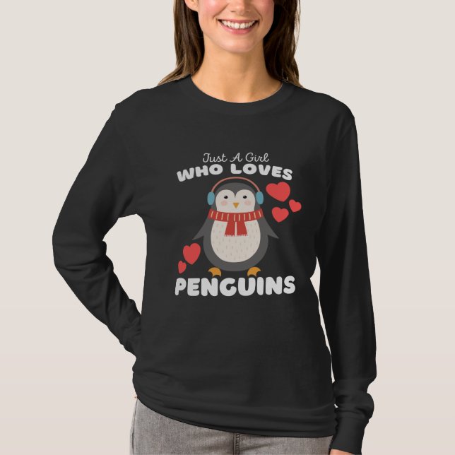 Just A Girl Who Loves Penguins  Cute Girls Penguin T-Shirt (Vorderseite)