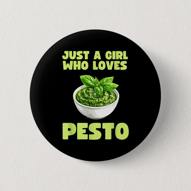 Just A Girl Who Loves Pesto Basil Pasta Italian Ad Button (Vorderseite)