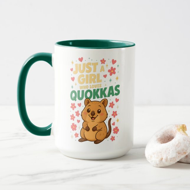 Just a Girl Who Loves Quokkas  Cute Smiling Quokka Tasse (Mit Donut)