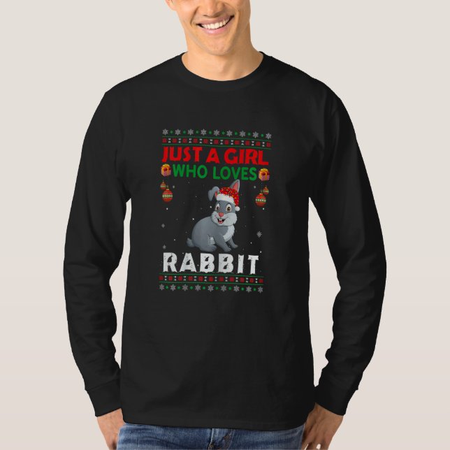 Just A Girl Who Loves Rabbit Matching Christmas Pa T-Shirt (Vorderseite)