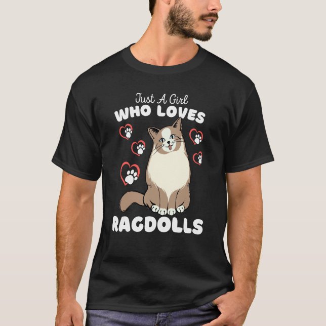 Just A Girl Who Loves Ragdolls Cute Kitten Kids T-Shirt (Vorderseite)