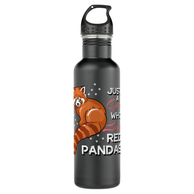 Just A Girl Who Loves Red Pandas Funny Red Panda Q Edelstahlflasche (Vorderseite)
