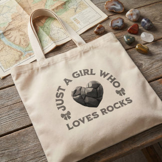 Just a Girl Who Loves Rocks Geology Heart Jumbo Stoffbeutel