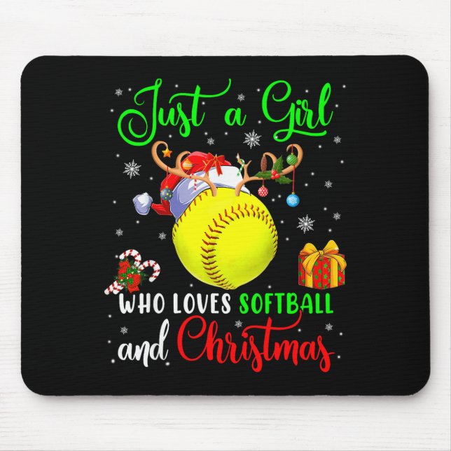 Just A Girl Who Loves Softball And Christmas Santa Mousepad (Vorne)