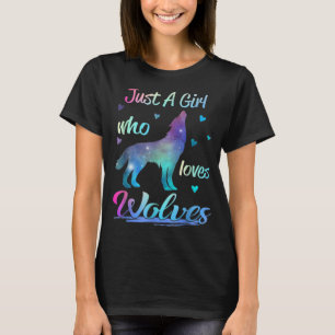 Just A Girl Who Loves Wolves Cute Wolf Silhouette T-Shirt