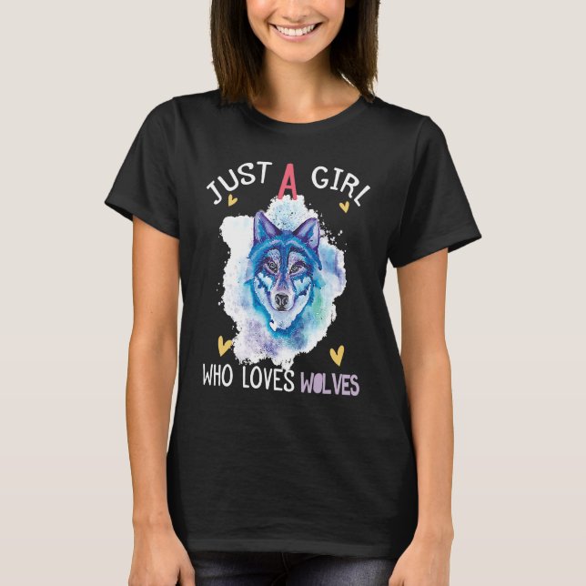 Just a Girl Who Loves Wolves wolf howling Cute Wol T-Shirt (Vorderseite)