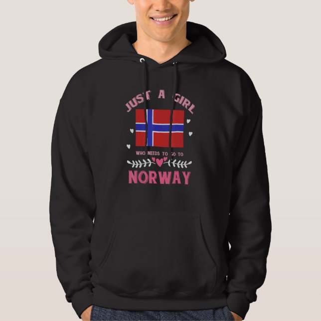 Just A Girl Who Needs To Go To Norway Norwegian Fl Hoodie (Vorderseite)