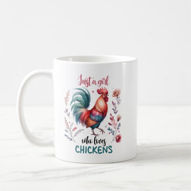 "Just a Girls Who Lieben Chickens" Grünes Bauernha Kaffeetasse (Links)
